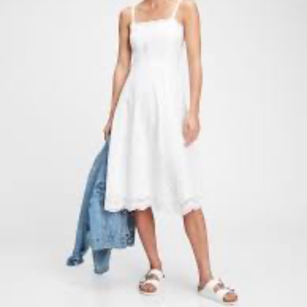 GAP White Midi Sundress with Spaghetti Straps size 0